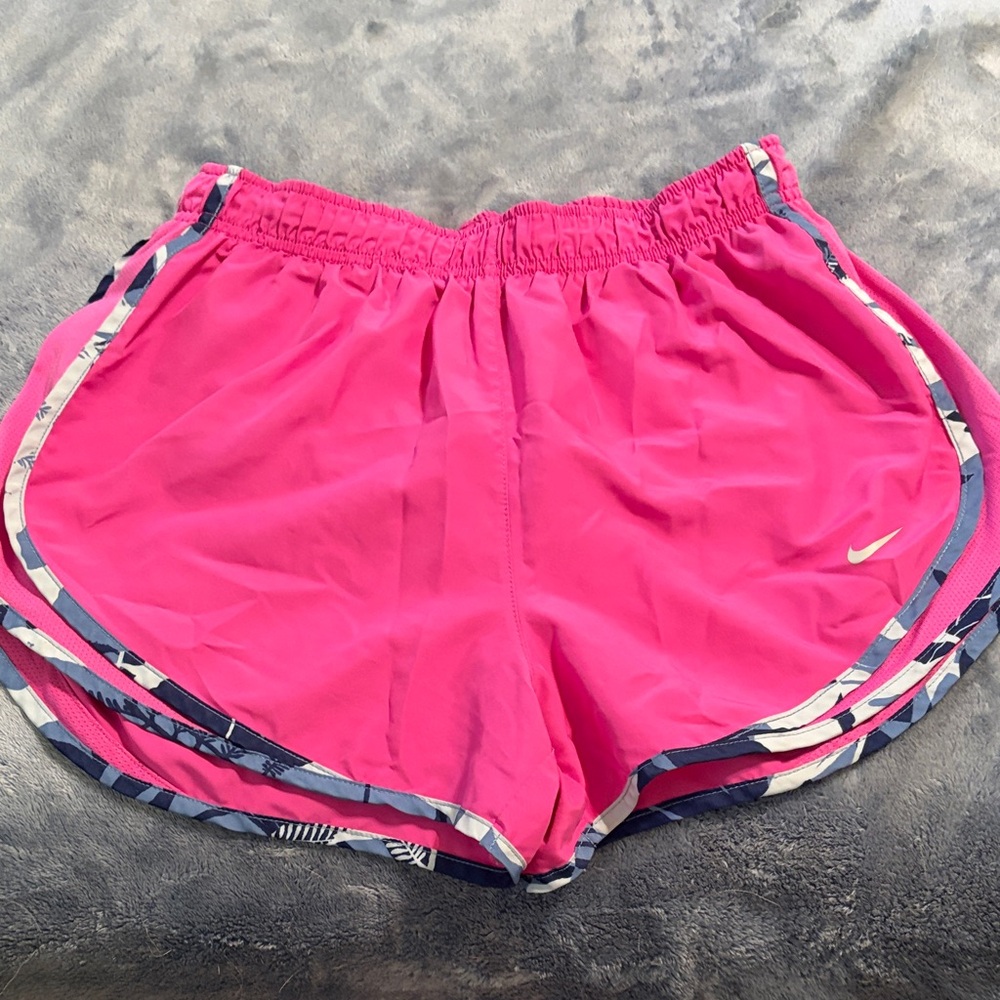 Nike Women's Hot Pink Athletic Running Shorts with Printed Trim